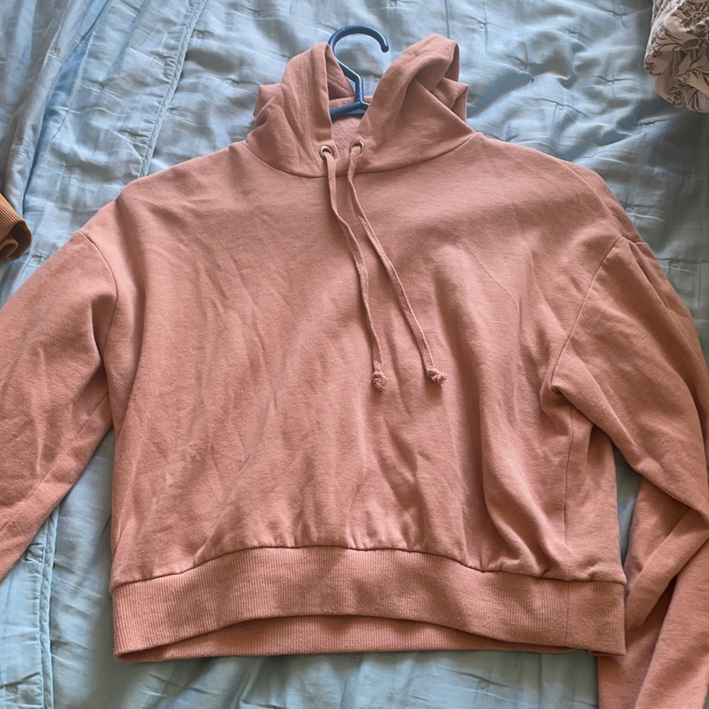 Pink crop top hoodie